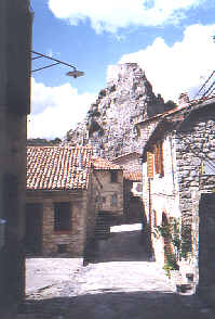 The "rock" as seen from one of the village alleys