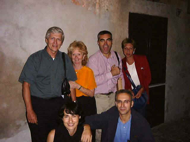 Part of the gang outside the restaurant in Ceri on our last night in Italy.