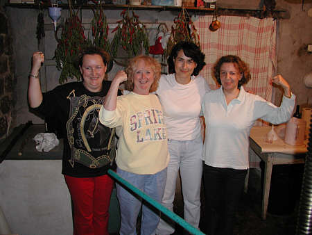 They were really having a good time at this point. They just finished working the press and were showing off their muscles!