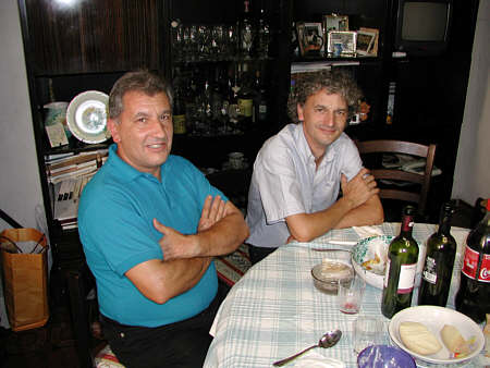 Mario and Andrea at the dinner table